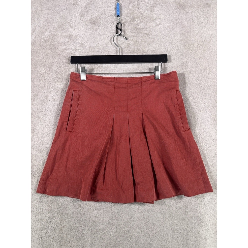 A.P.C. Pleated Skirt Womens 38 Red A Line Mini Cotton French Designer